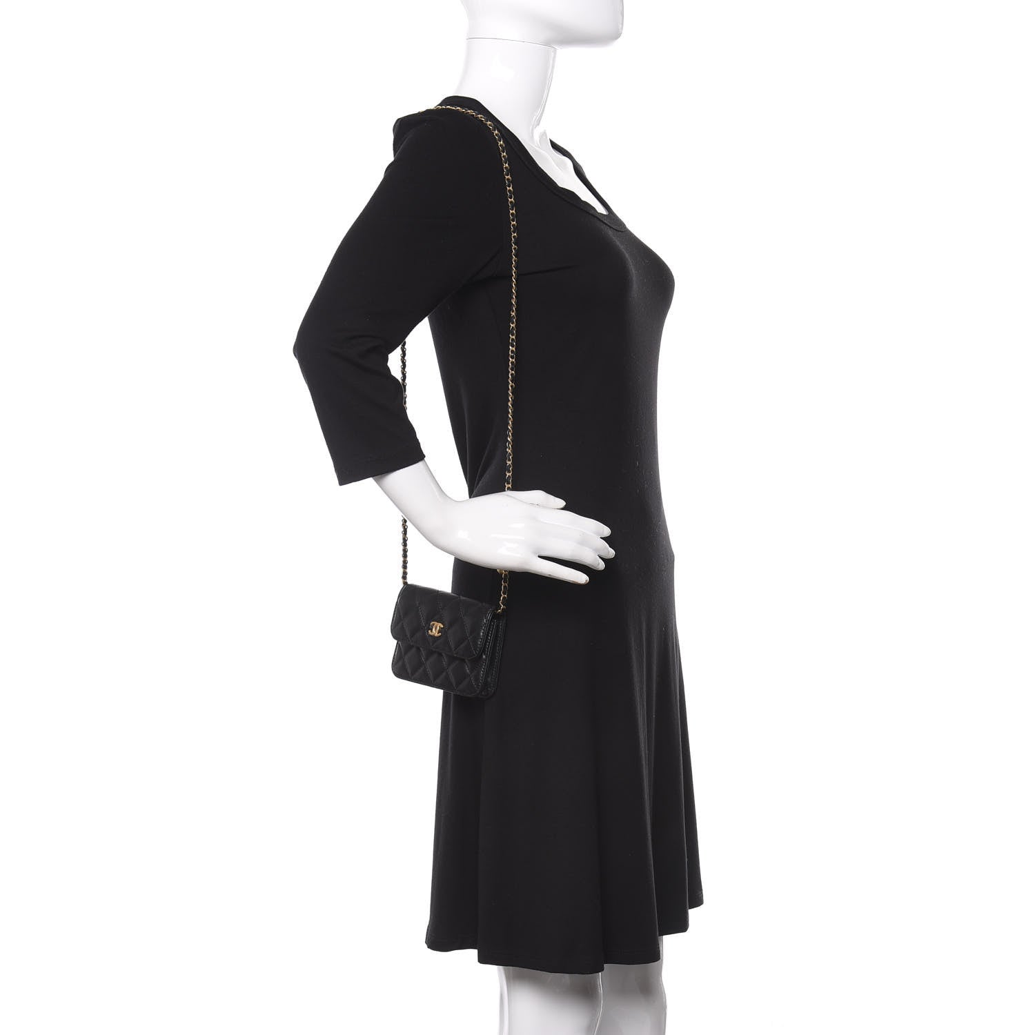 Chanel Lambskin Quilted Pearl Crush Clutch With Chain Black 2 of 11