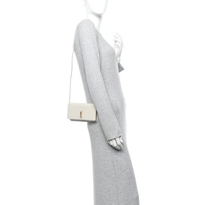 Saint Laurent Smooth Calfskin Monogram Phone Holder Crossbody Crema Soft 2 of 11