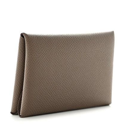 Hermes Epsom Calvi Duo Card Case Etoupe 3 of 8
