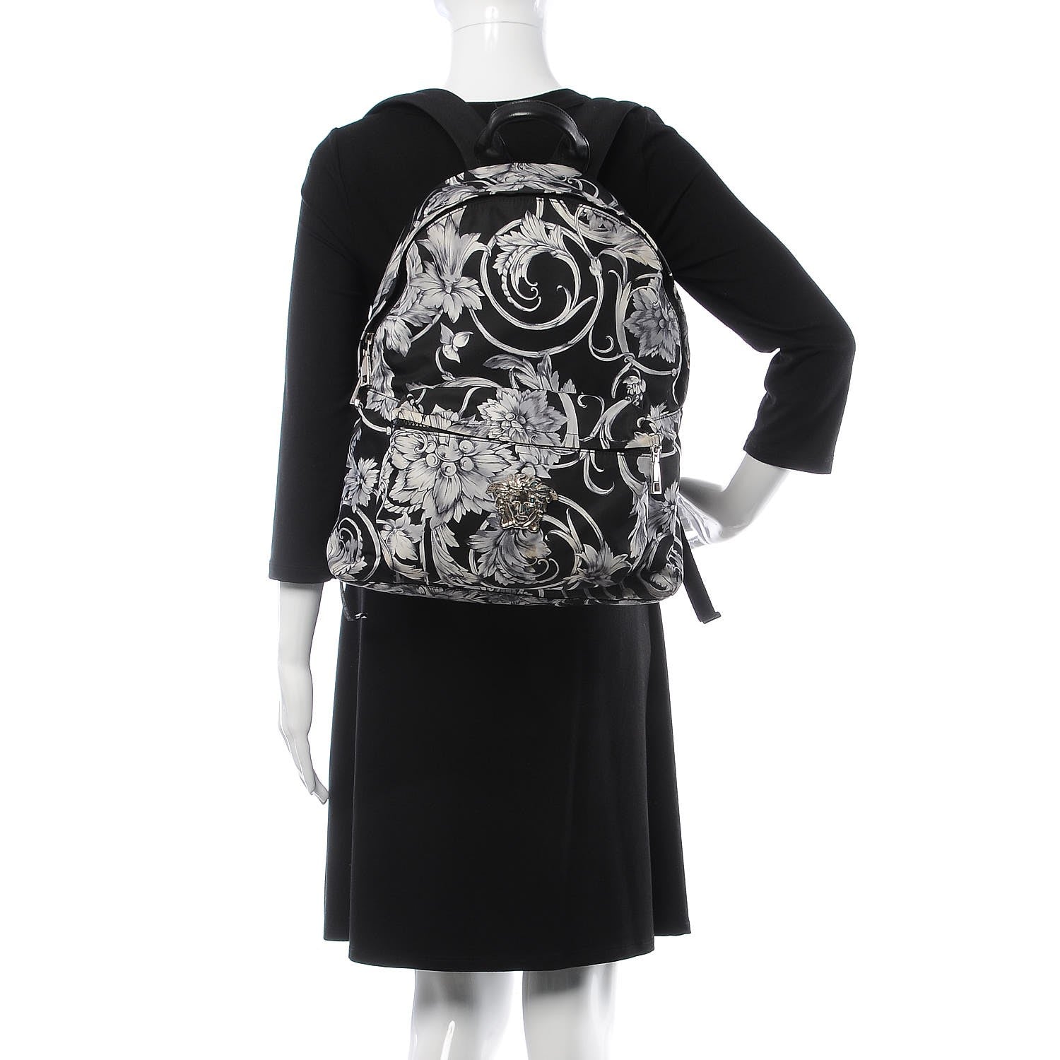 Versace Nylon Palazzo Medusa Backpack Black White 2 of 8