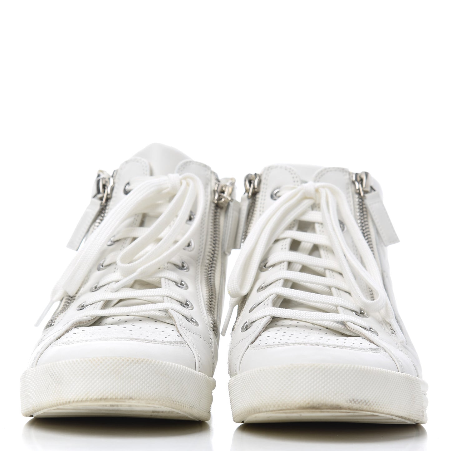 Calfskin High Top CC Sneakers 36 White