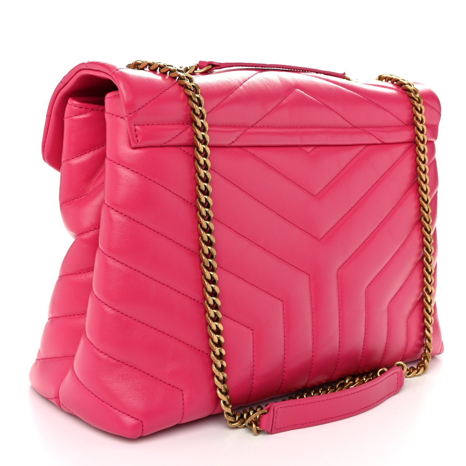 Saint Laurent Calfskin Y Quilted Monogram Medium Loulou Chain Satchel Freesia 3 of 10