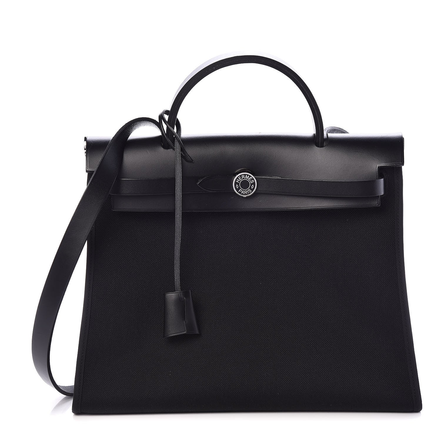 Hermes Military Toile Vache Hunter Herbag Zip PM 31 Black 3 of 10