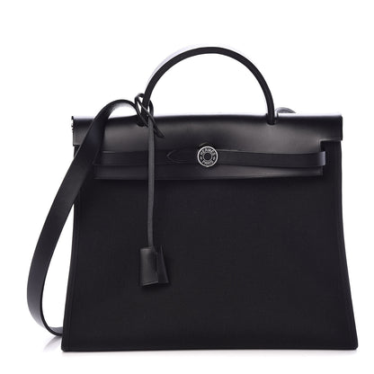 Hermes Military Toile Vache Hunter Herbag Zip PM 31 Black 3 of 10