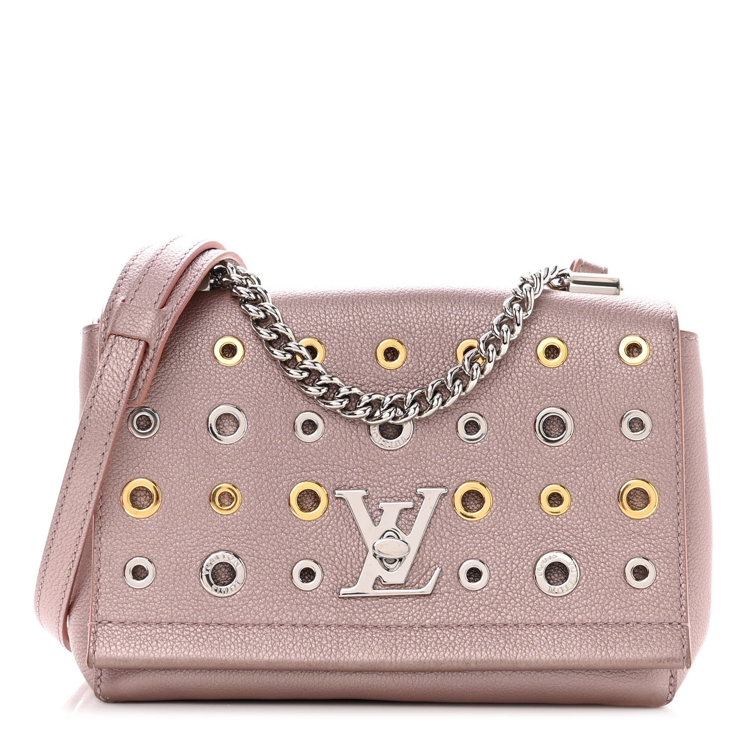 Louis Vuitton Soft Calfskin Eyelet Lockme II Chain Bag BB Rose Gold 1 of 12