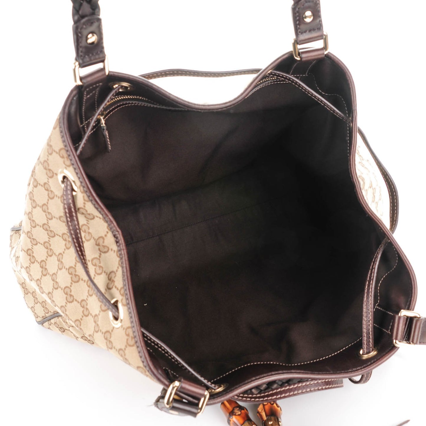 Monogram Peggy Braided Tote Dark Brown
