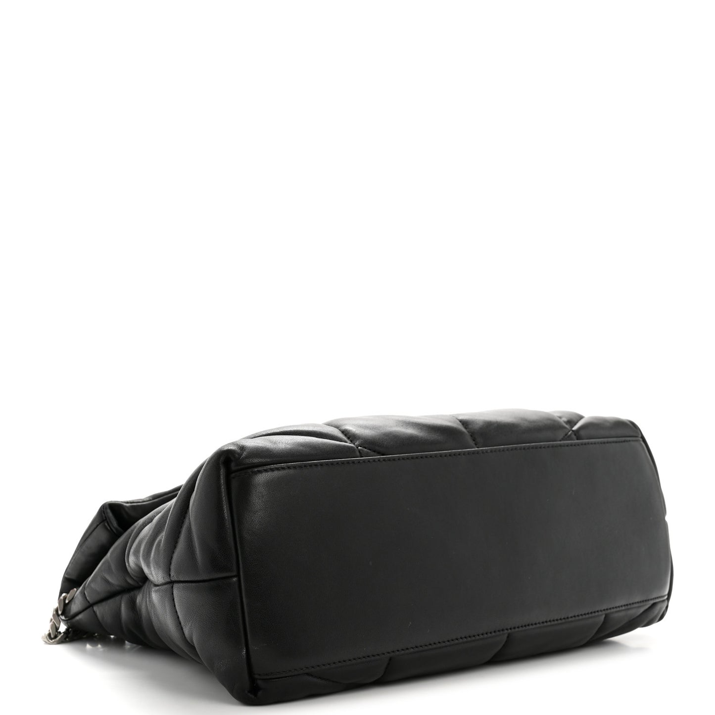 Lambskin Quilted Medium Loulou Puffer Monogram Chain Satchel Black