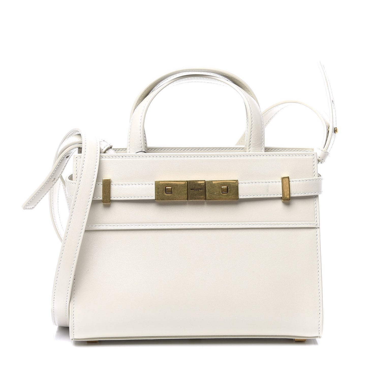 Smooth Calfskin Nano Manhattan Shopper Tote Crema Soft
