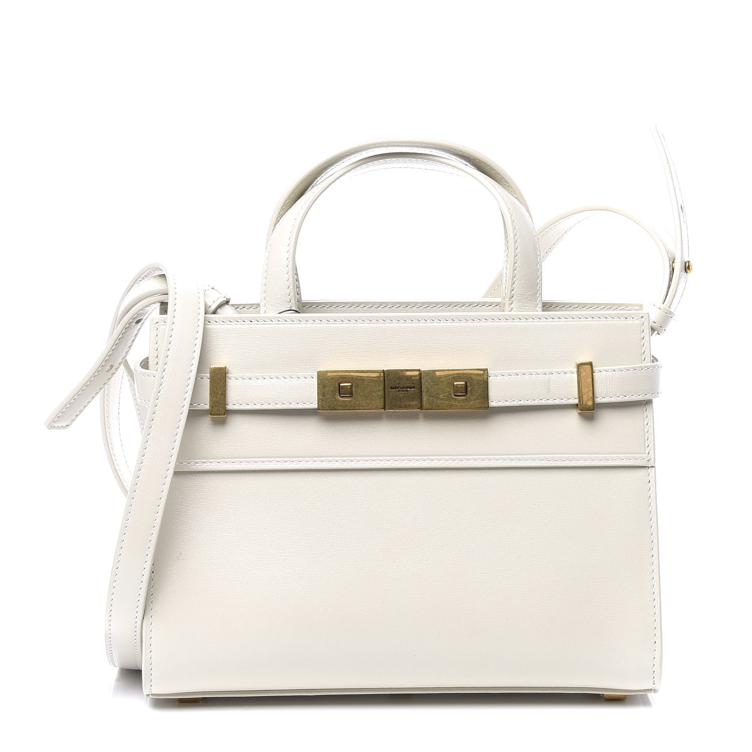 Saint Laurent Smooth Calfskin Nano Manhattan Shopper Tote Crema Soft 1 of 8