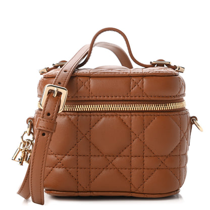 Christian Dior Lambskin Cannage Micro Lady Dior Vanity Case Cognac 1 of 11