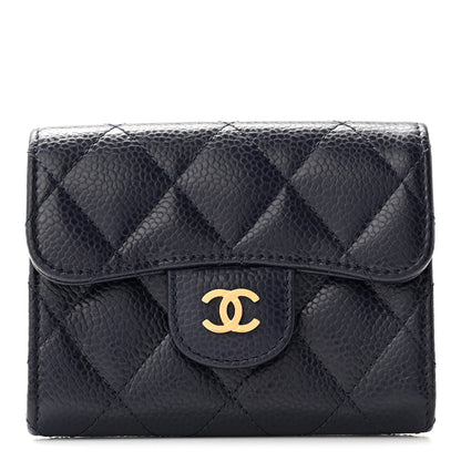 Chanel Caviar Quilted Flap Card Holder Wallet Navy 1 of 11