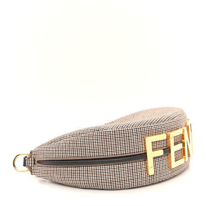 Fendi Wool Vitello Grace Small Houndstooth Small Fendigraphy Hobo Bag Beige Ebano 4 of 12