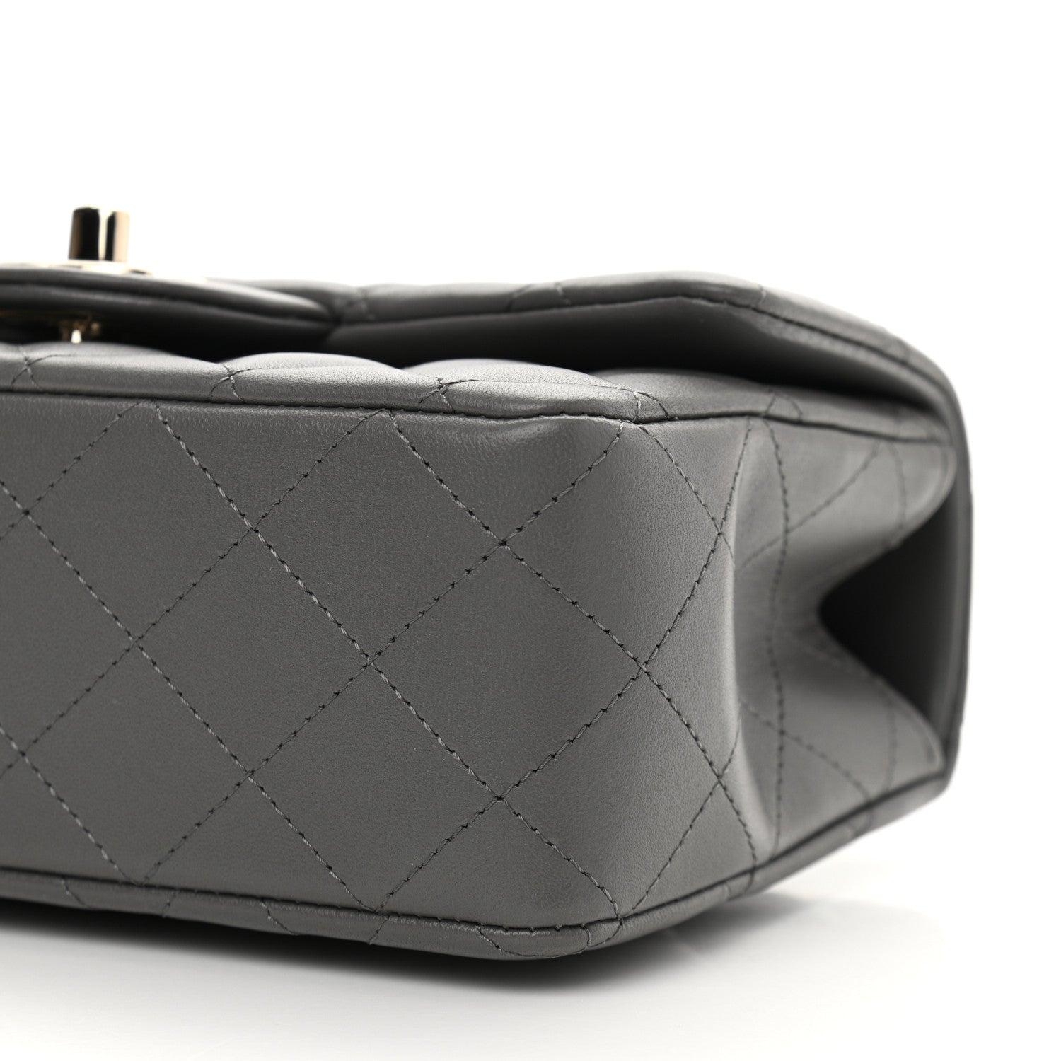 Chanel Lambskin Quilted Mini Top Handle Rectangular Flap Dark Grey 10 of 11