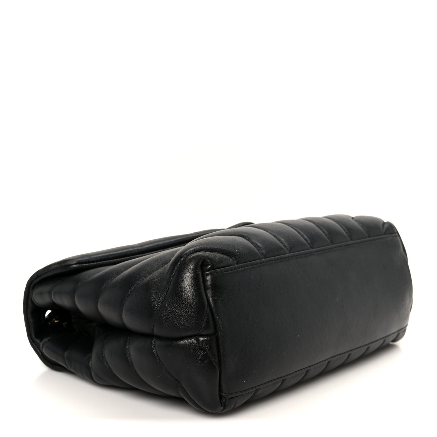 Calfskin Y Quilted Monogram Monochrome Small Loulou Chain Satchel Black