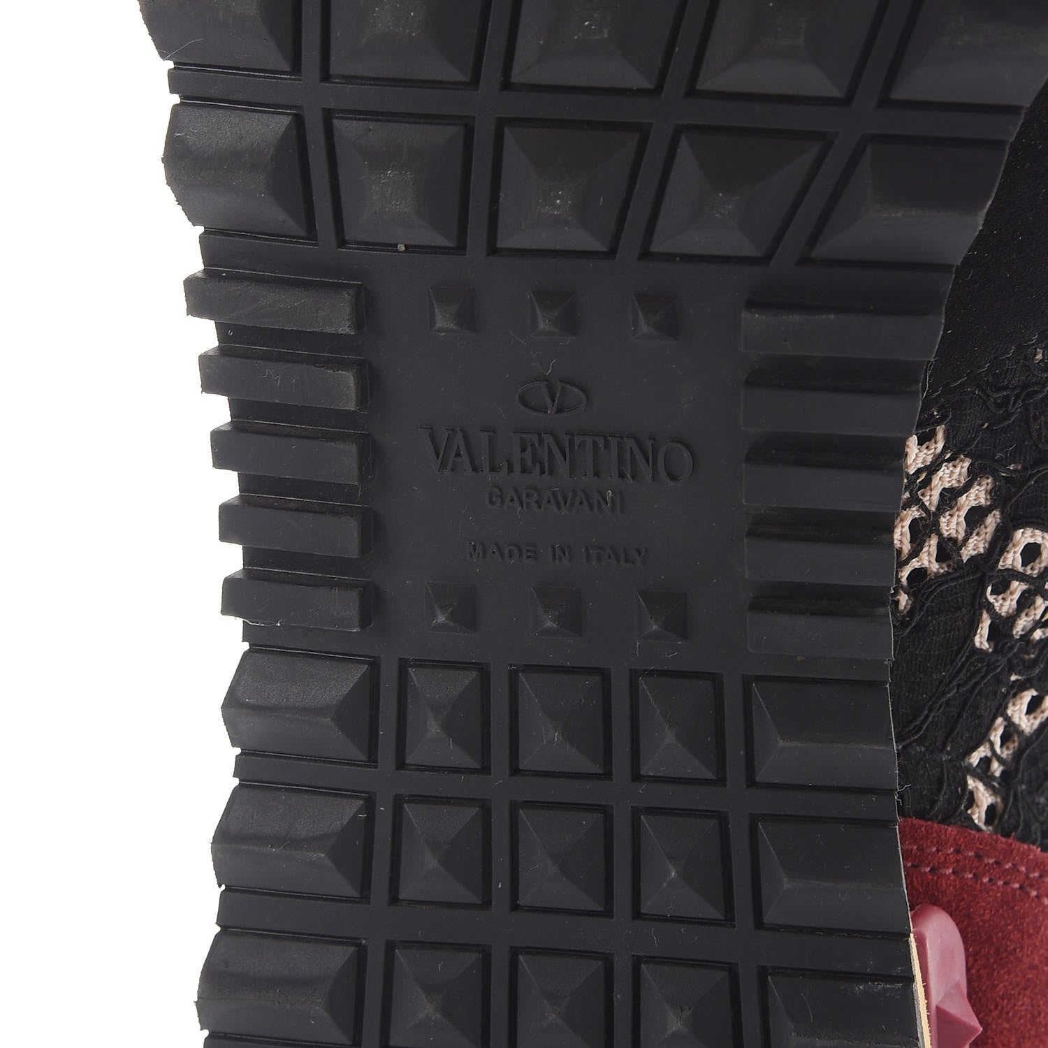 Valentino Garavani Calfskin Suede Macrame Lace Rockstud Sneakers 39.5 Black 8 of 10