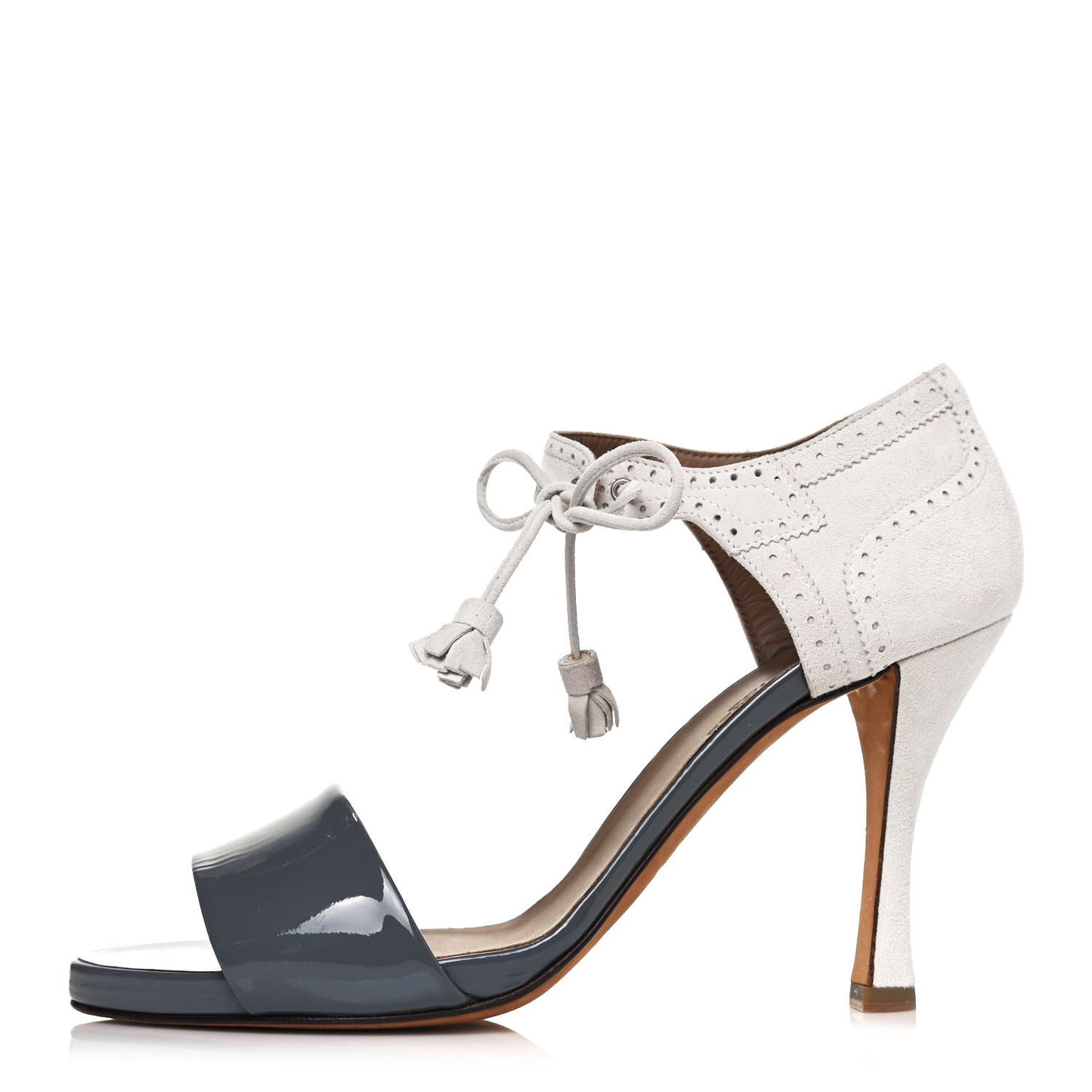 Suede Patent Brogue Tassel Sandals 39.5