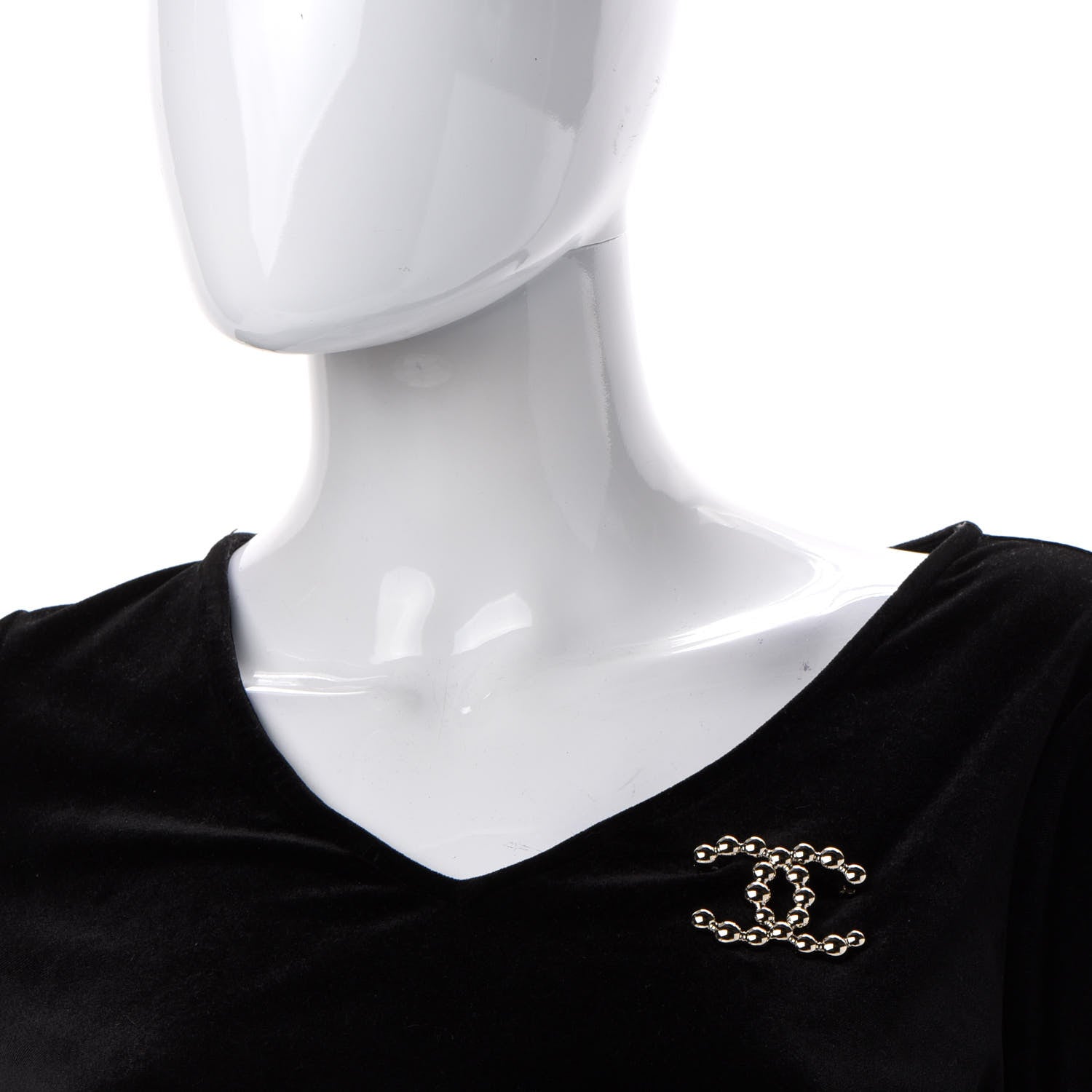 Chanel Metal Beaded CC Brooch Gold 2 of 4