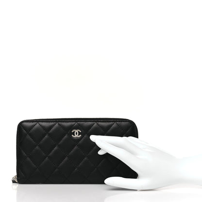 Chanel Lambskin Quilted Large Gusset Zip Around Wallet Black 2 of 10