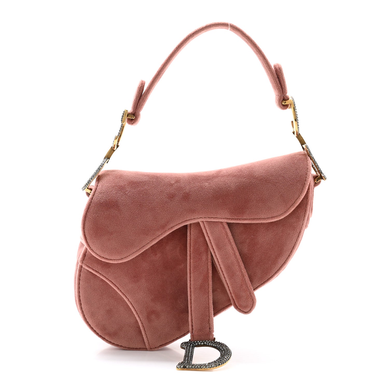 Christian Dior Velvet Crystal Mini Saddle Bag Pink 1 of 10