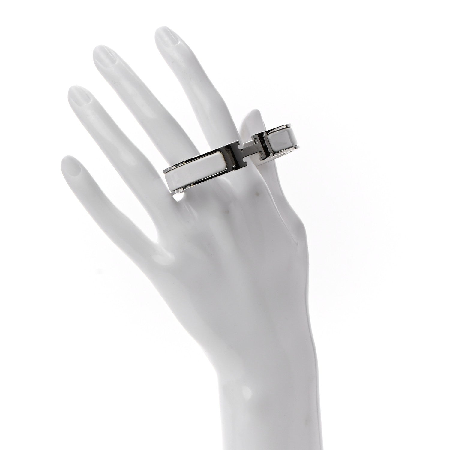 Hermes Enamel Narrow Clic Clac H Bracelet GM White 2 of 5