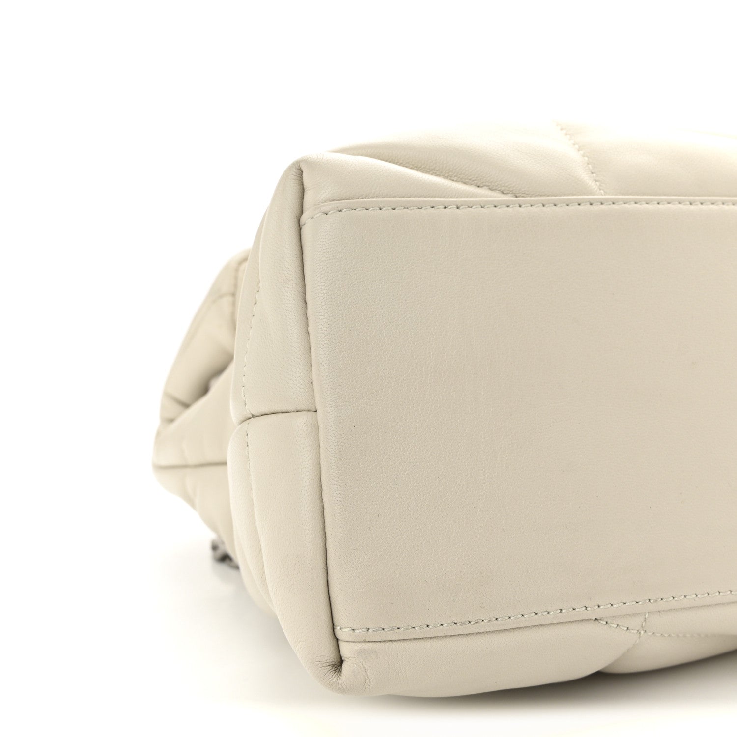 Saint Laurent Lambskin Quilted Small Loulou Puffer Monogram Chain Satchel Blanc Vintage 8 of 9