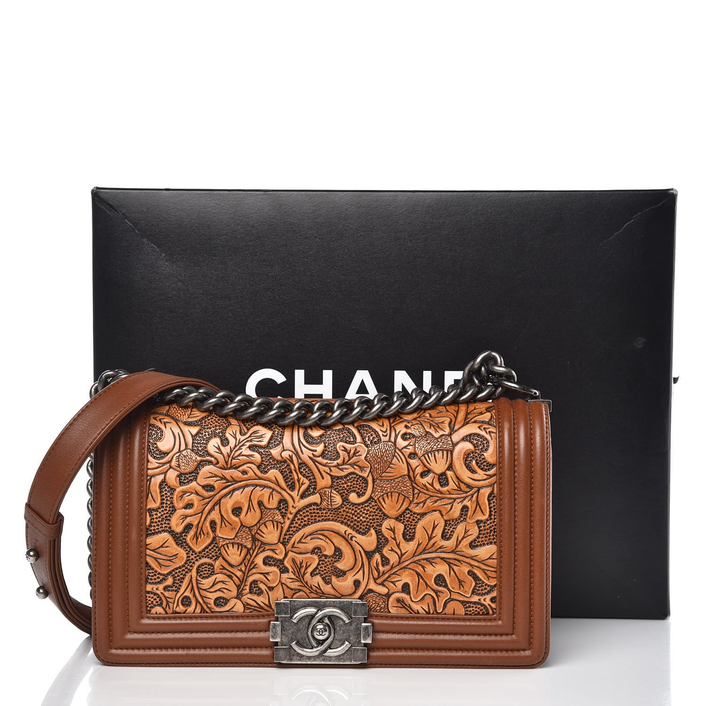 Calfskin Quilted Embellished Dallas Cordoba Medium Boy Flap Brown