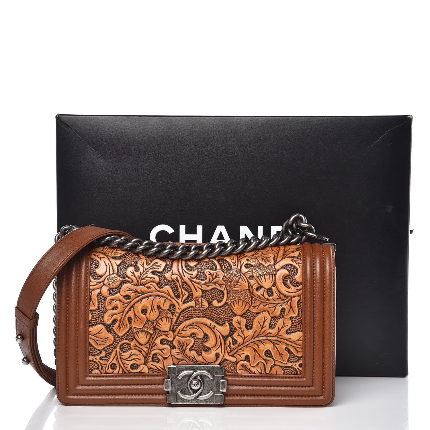 Chanel Calfskin Quilted Embellished Dallas Cordoba Medium Boy Flap Brown 16 of 16