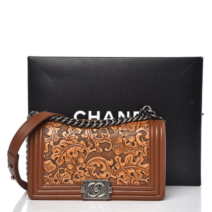 Chanel Calfskin Quilted Embellished Dallas Cordoba Medium Boy Flap Brown 16 of 16
