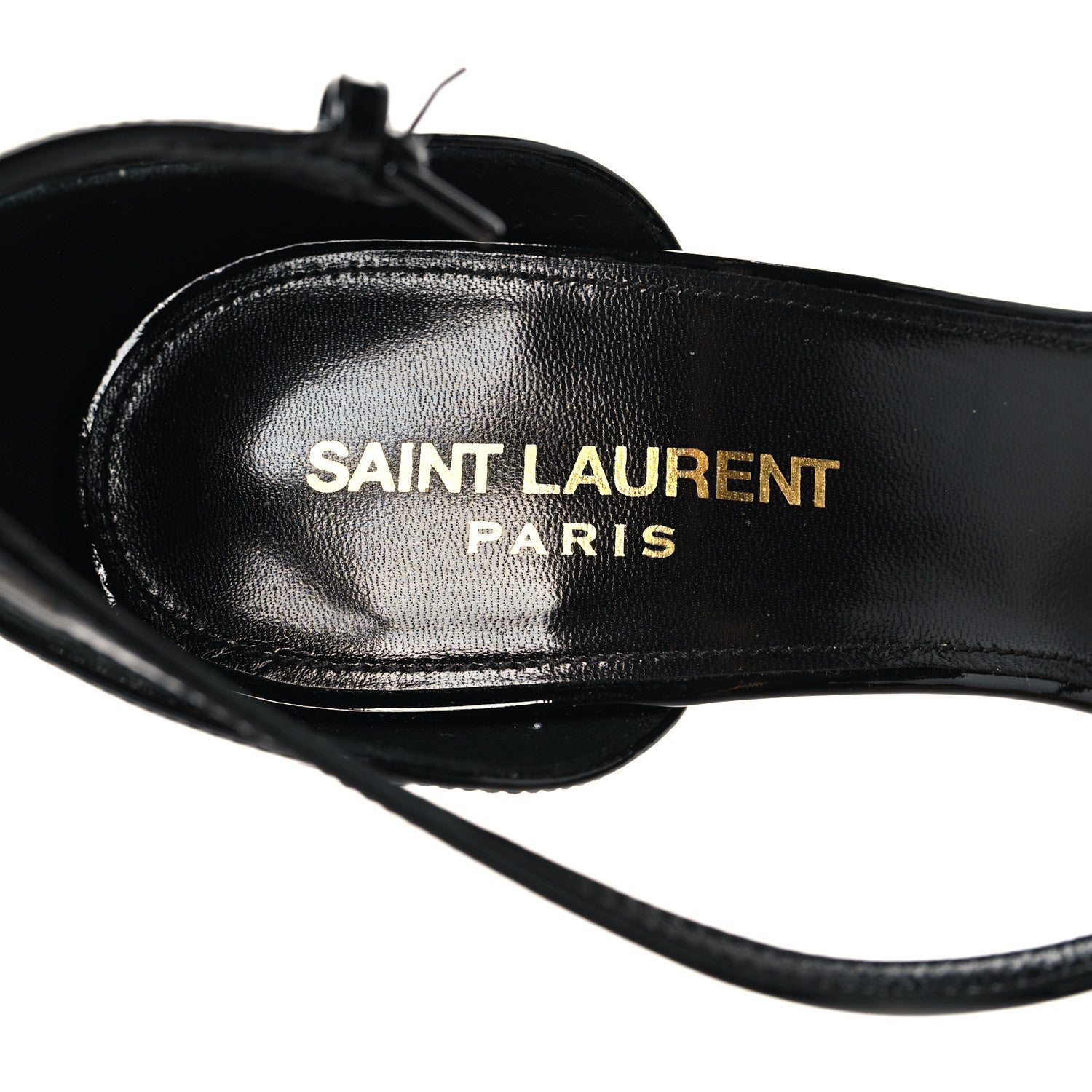 Saint Laurent Patent Calfskin Opyum 110 Sandals 37.5 Black Gold