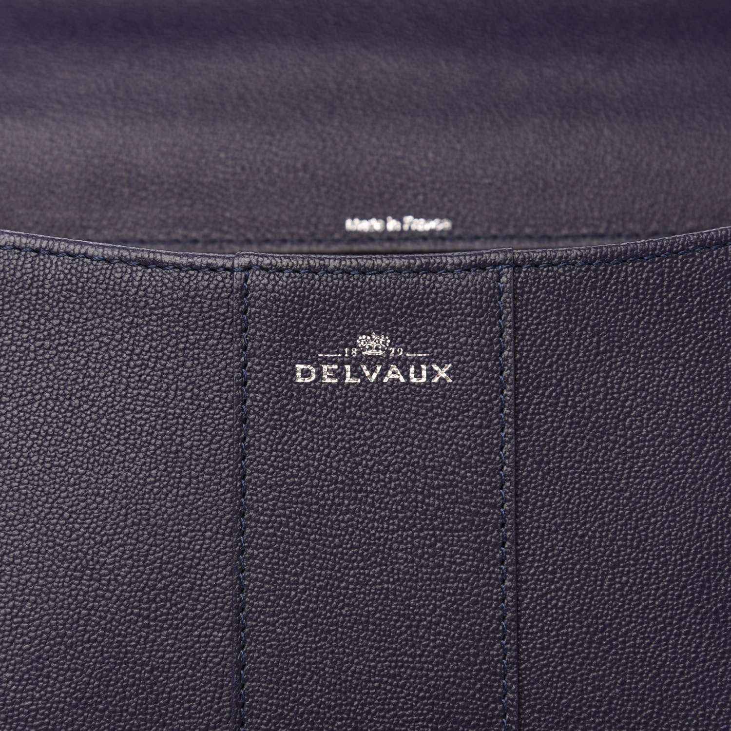 Delvaux Grained Calfskin Brillant MM Satchel Navy 8 of 12