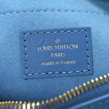 Louis Vuitton Calfskin Nanogram Embossed Speedy Bandouliere 20 Blue 6 of 9