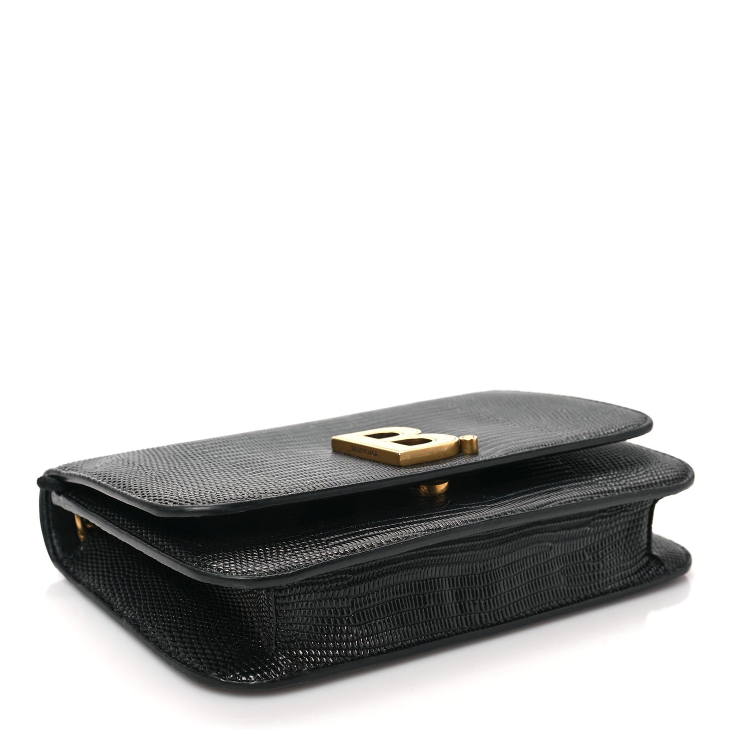 Patent Lizard Embossed B Wallet On Chain Black