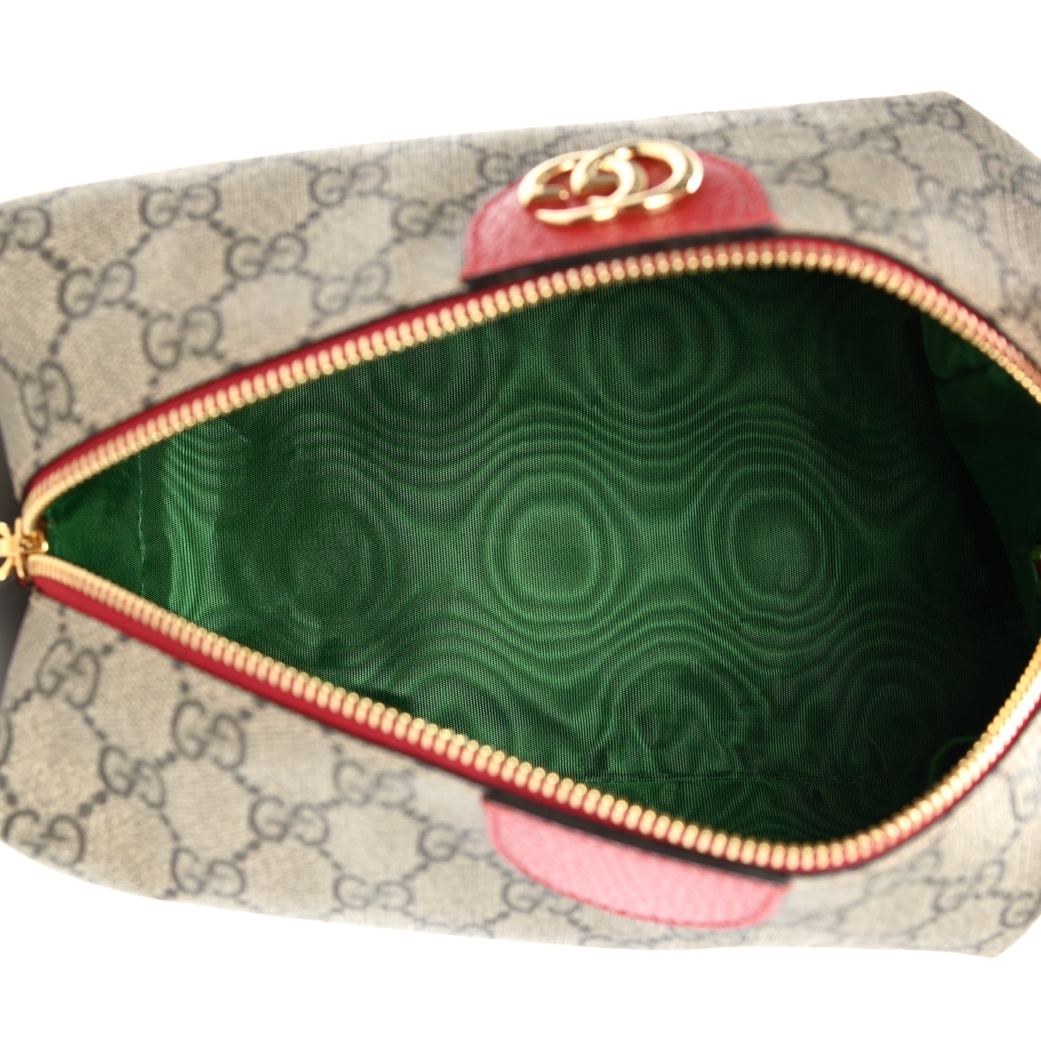 Gucci Soft GG Supreme Monogram Calfskin Large Ophidia Cosmetic Case Beige Ebony Hibiscus Red 5 of 7