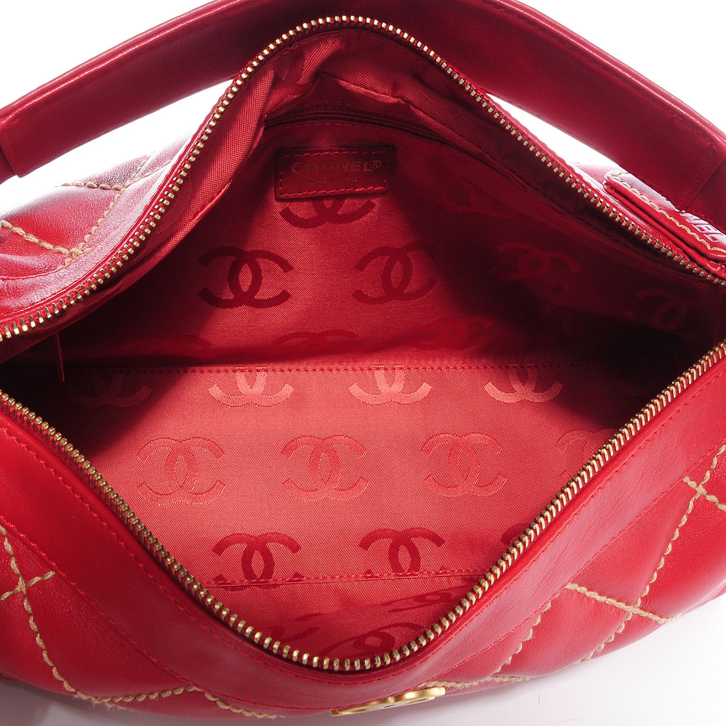 Leather Quilted Surpique Hobo Red