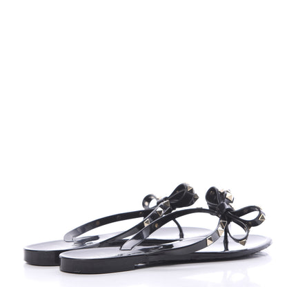 Valentino Garavani PVC Jelly Rockstud Bow Thong Sandals 41 Black 4 of 8