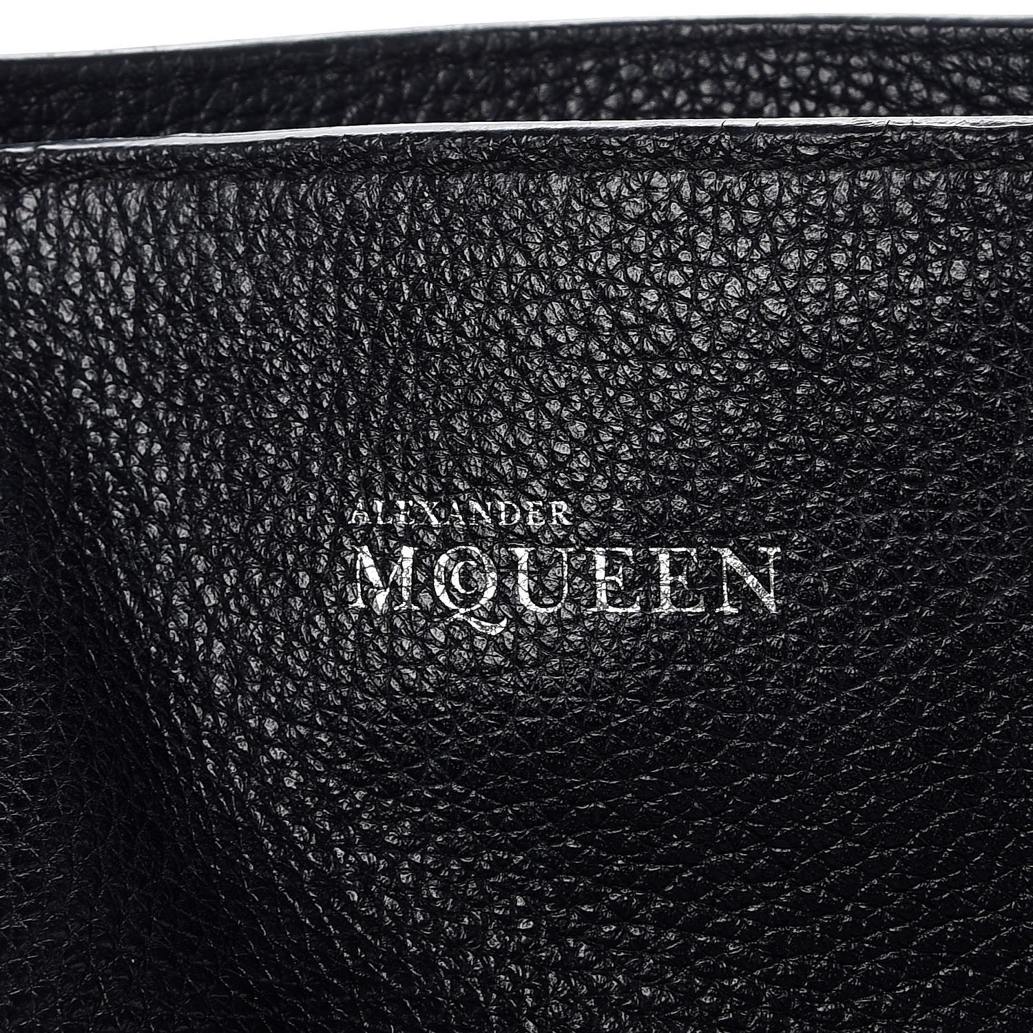Alexander McQueen Pebbled Calfskin Small Skull Padlock Zip Around Tote Black 9 of 15