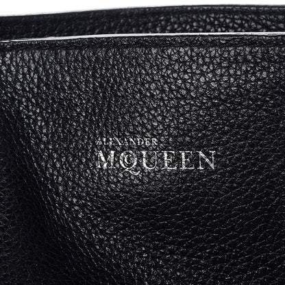 Alexander McQueen Pebbled Calfskin Small Skull Padlock Zip Around Tote Black 9 of 15