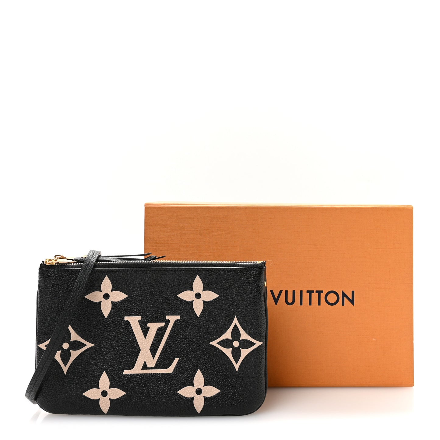 Empreinte Monogram Giant Double Zip Pochette Black Cream