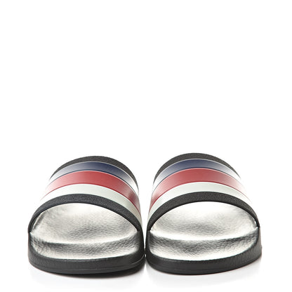 Gucci Rubber Web Mens Pool Slide Sandals 6 Black Mystic White Hibiscus Red Marine 2 of 8