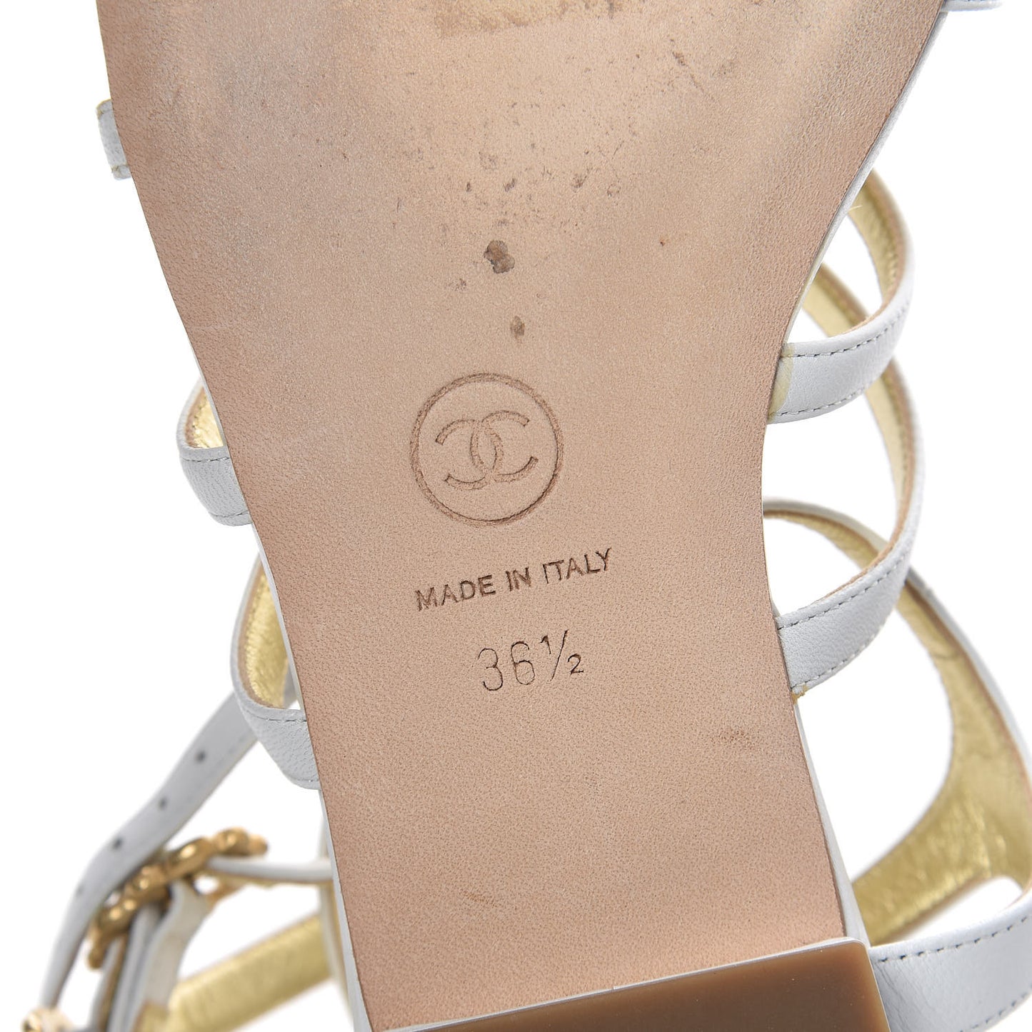 Lambskin Gripoix Flat Sandals 36.5 White