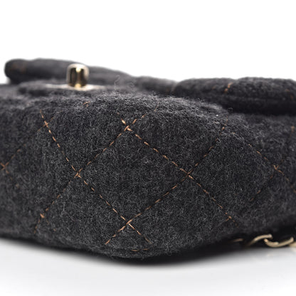 Chanel Wool Contrast Stitch Mini Square Flap Charcoal 9 of 10