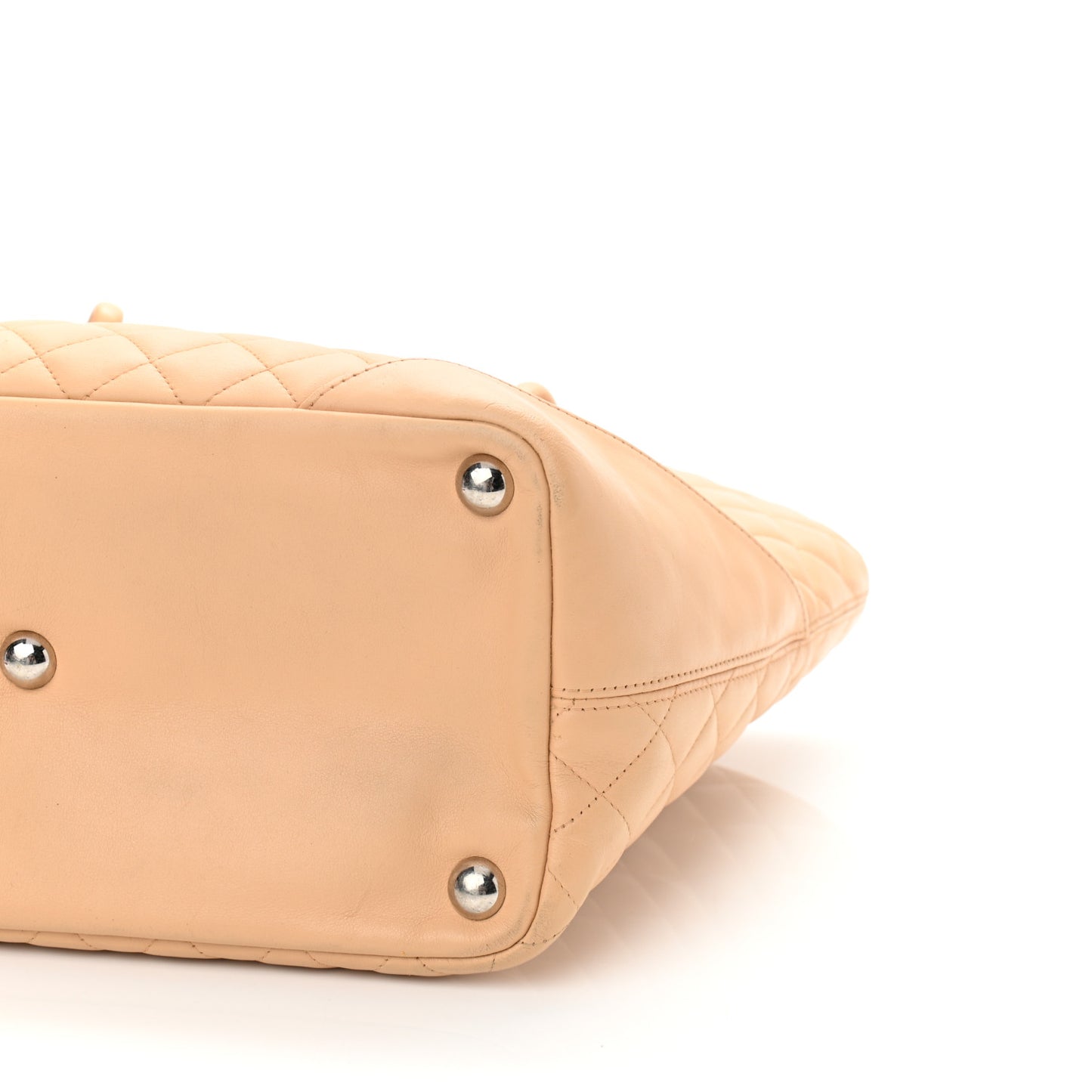 Calfskin Quilted Large Cambon Tote Beige
