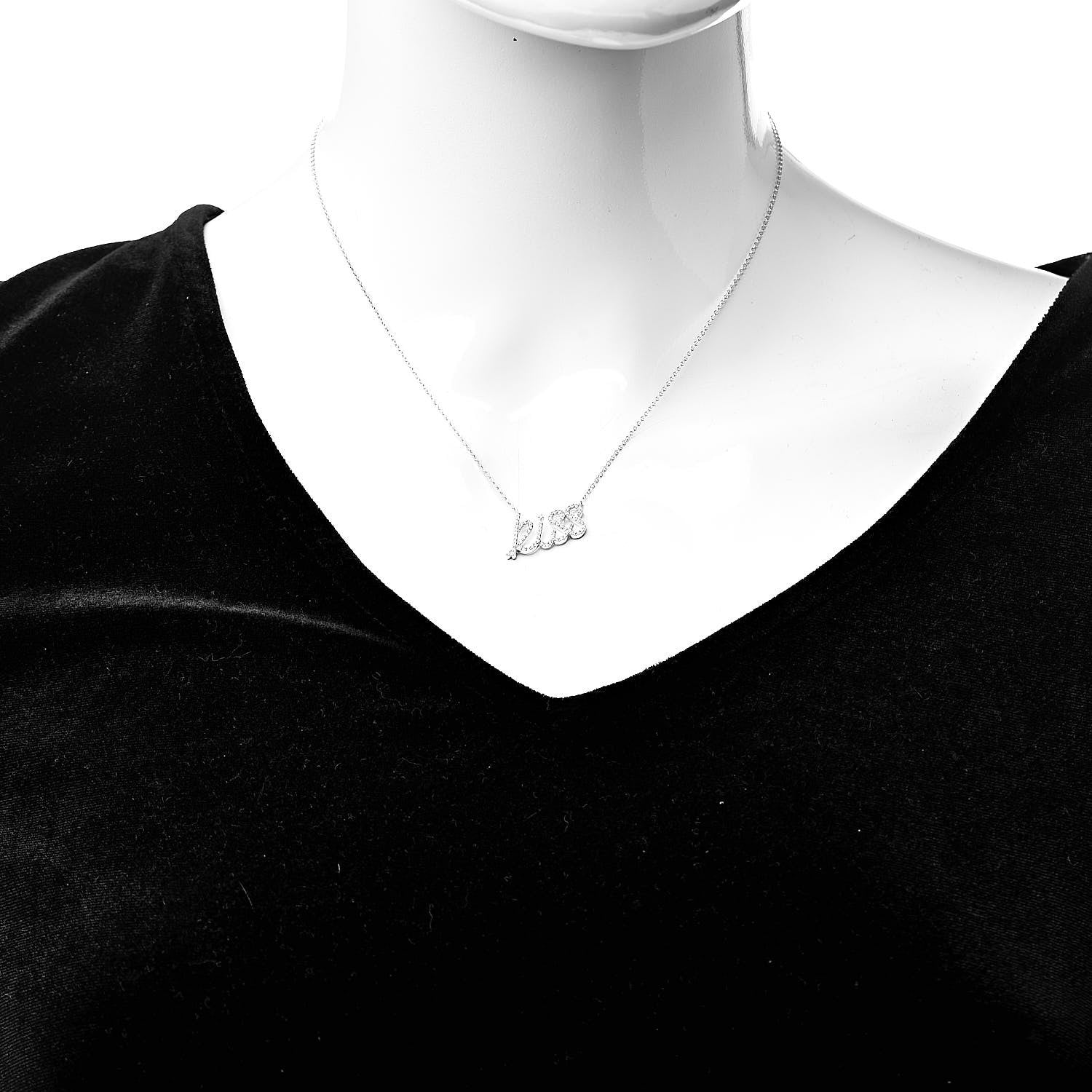 Tiffany 18K White Gold Diamond Small Paloma's Graffiti Kiss Pendant Necklace 2 of 6