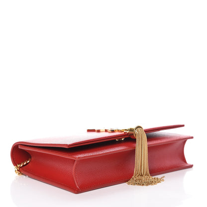 Saint Laurent Grain De Poudre Small Classic Monogram Kate Tassel Satchel Red 4 of 11