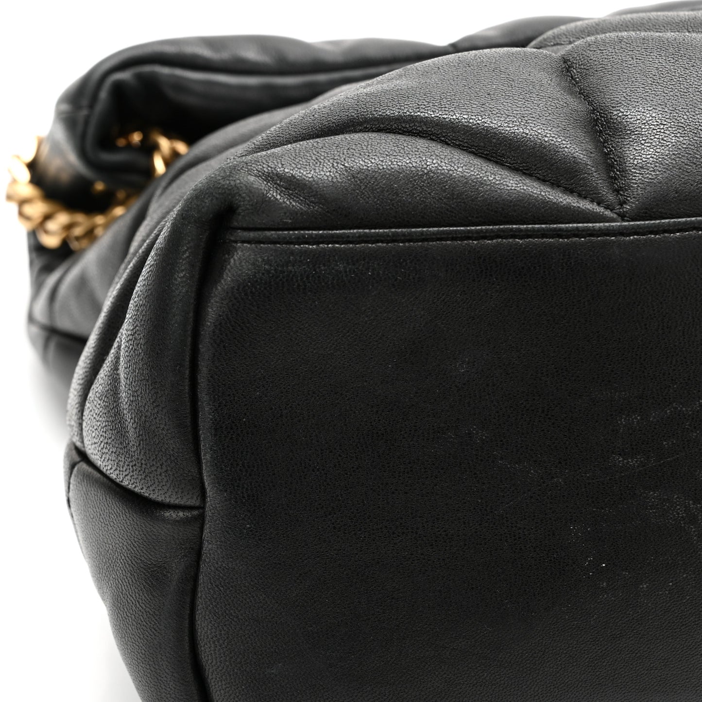 Lambskin Quilted Medium Loulou Puffer Monogram Chain Satchel Black
