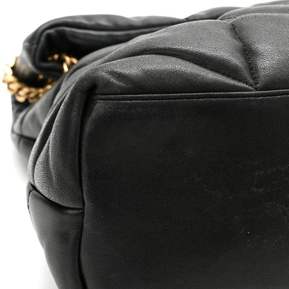 Saint Laurent Lambskin Quilted Medium Loulou Puffer Monogram Chain Satchel Black 12 of 16