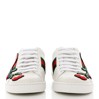 Gucci Calfskin Web Floral Embroidered Womens Ace Sneakers 35.5 White 2 of 9