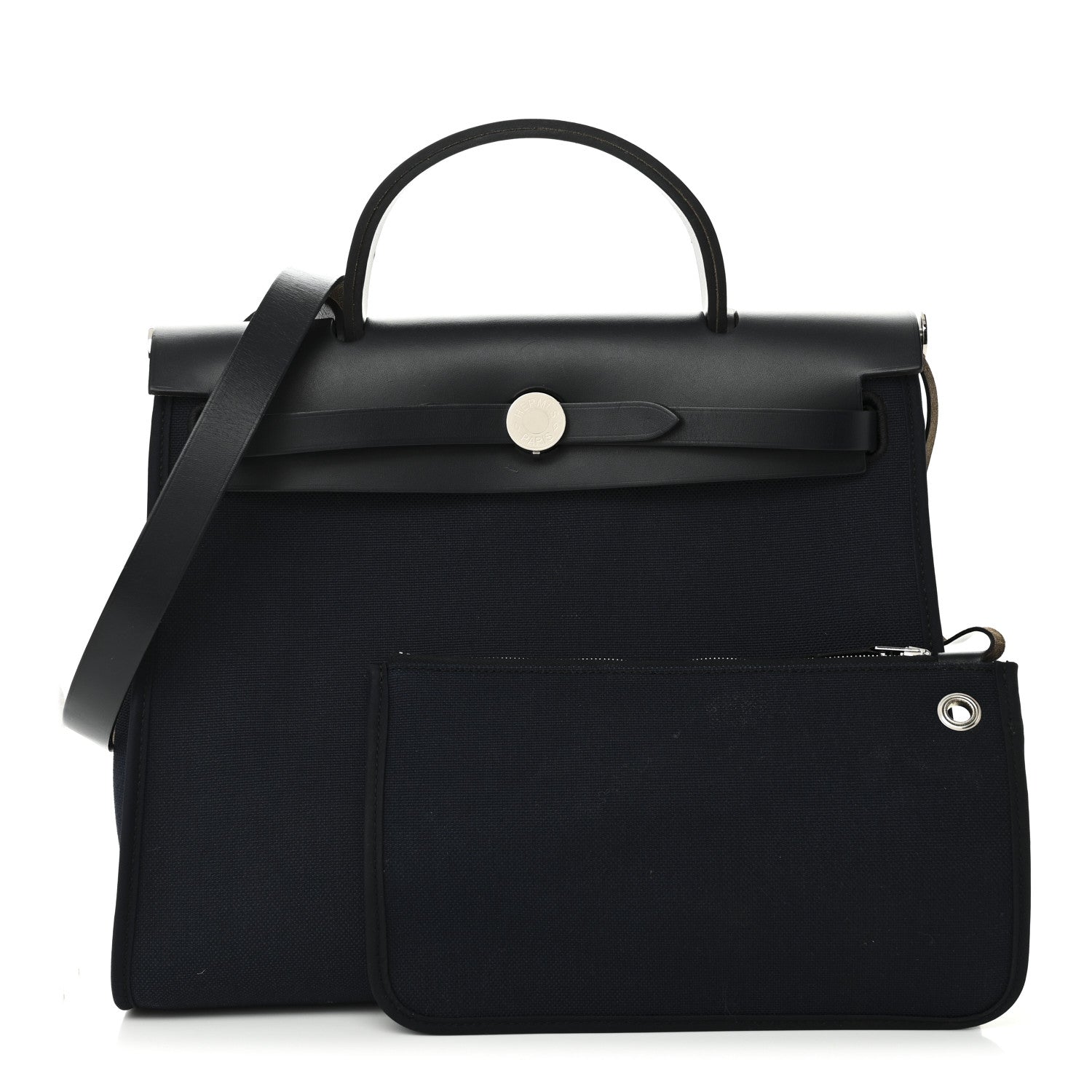 Hermes Military Toile Vache Hunter Herbag Zip PM 31 Bleu Marine Bleu Indigo 3 of 13