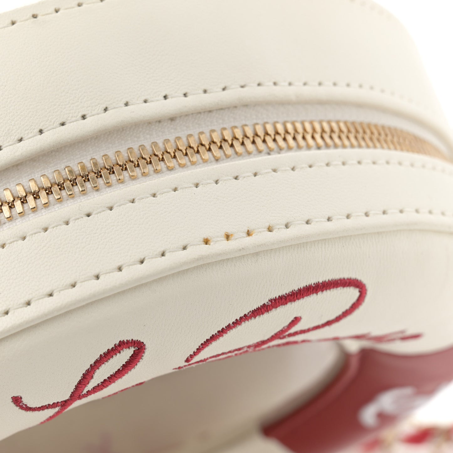 Lambskin Coco Lifesaver Round Bag Red White