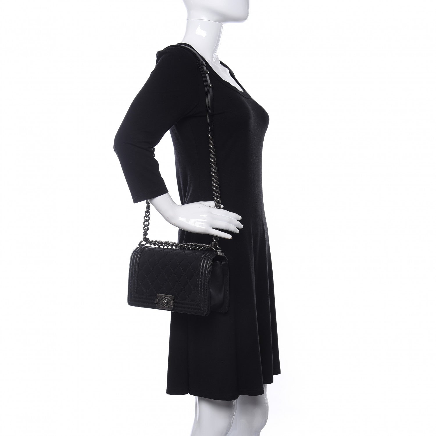 Chanel Calfskin Double Stitch Medium Boy Flap Black 2 of 10